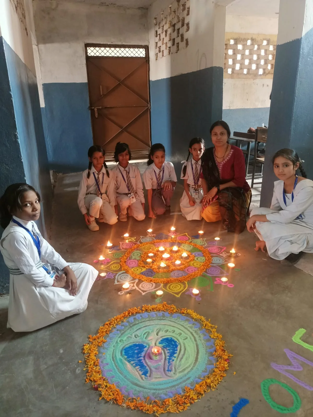 Diwali rangoli and diya decoration